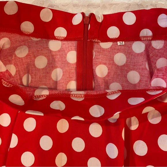 Retro Circle Skirt Red White Polka Dot Disney-Bound Minnie Mouse Med NWOT - Picture 4 of 12